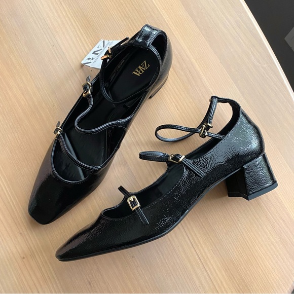 Zara black patent strappy maryjane heels - Picture 9 of 15